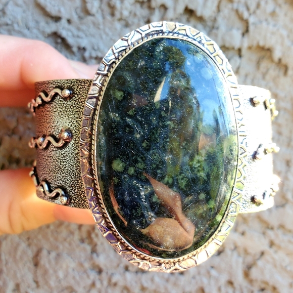 New Kambaba Jasper 925 Silver Cuff Bracelet. - Picture 14 of 15